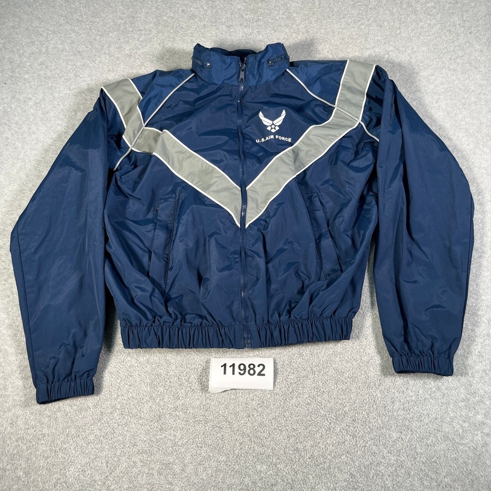 US Air Force Windbreaker Jacket Mens XS Blue Nylon Physical Training PT Military